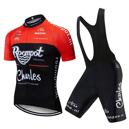 2019 Maillot Roompot Charles Tirantes Mangas Cortas Rojo Negro